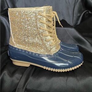 SUGAR~NAVY/ GOLD~BLING BOOTS~7